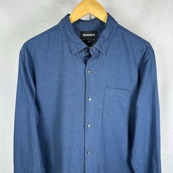 Bonobos Long Sleeve Slim Fit Button Up 100% Cotton Shirt Blue Men's Size… - Picture 1 of 7